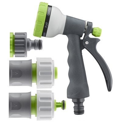 Pistolet d'arrosage plastique pomme multijet raccord autom. Aroz D. 19mm kit complet