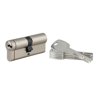 Cylindre de serrure haute sûreté 6G 40 x 40mm Transit1 nickelé 4 clés