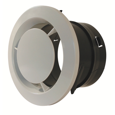 Bouche d'extraction p/ Vmc simple flux autoréglable D.125mm Lg. 100 mm Blanc