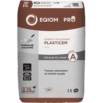Ciment à maçonner hydrofugé Plasticem MC 12.5 CE NF sac 25kg Eqiom