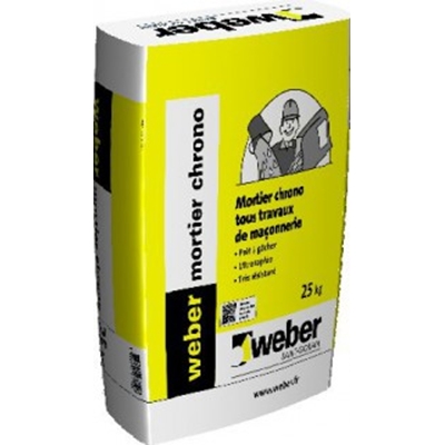 Mortier de maçonnerie rapide Weber Mortier Chrono sac 25kg Gris