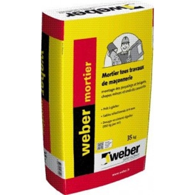 Mortier tous travaux de maçonnerie prêt à l'emploi (350kg/m3) Weber Mortier sac 25kg