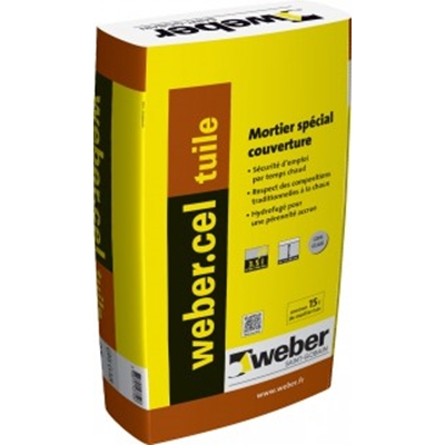 Mortier d'assemblage p/ tuile Weber.cel Tuile sac 25kg Blanc Cassé