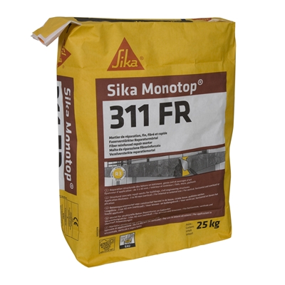 Mortier de réparation fin fibré p/ béton prise rapide Sikamonotop 311 FR sac 25kg Gris