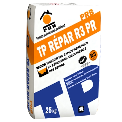 Mortier fin rapide fibré p/ réparation des bétons PRB TP Répar R3 sac 25kg Gris Clair