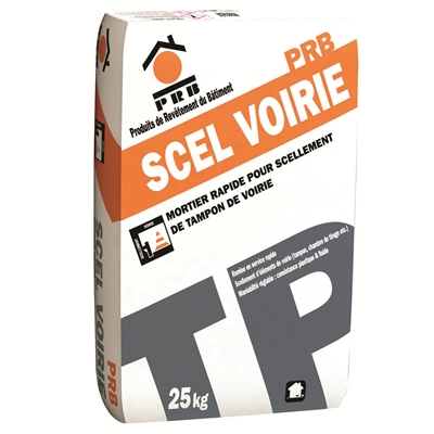 Mortier rapide fibré p/ scellement PRB Scel Voirie TP sac 25kg Gris Foncé