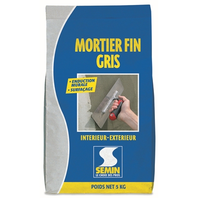 Mortier fin Gris sac 5kg Semin