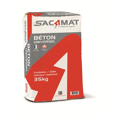 Béton universel prêt à l'emploi 0/10 C30/37 sac 35kg Gris Sacamat