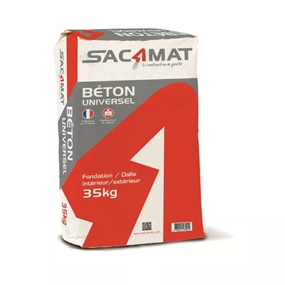 Béton universel prêt à l'emploi 0/10 C30/37 sac 35kg Gris Sacamat