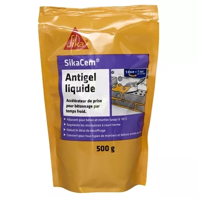 Antigel p/ bétonnage p/ temps froid Sikacem Antigel Liquide dose 0.5L (p/ 35kg de ciment)