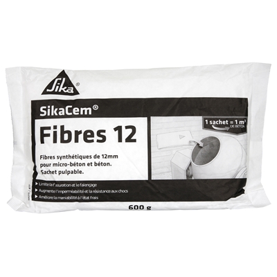 Fibres synthétiques p/ béton & mortier Sikacem (Crackstop) 12mm 600gr (p/ 1m3 béton)