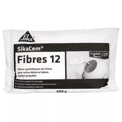 Fibres synthétiques p/ béton & mortier Sikacem (Crackstop) 12mm 600gr (p/ 1m3 béton)