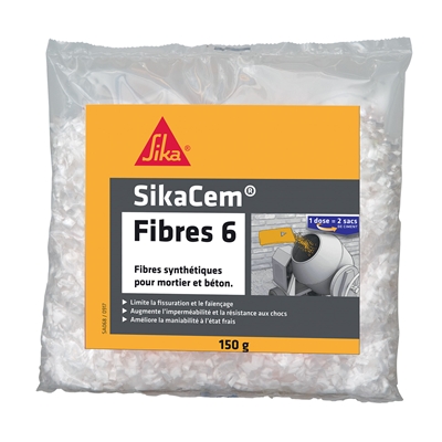 Fibres synthétiques p/ micro béton & mortiers Sikacem Fibres 6mm (p/ 70kg ciment)