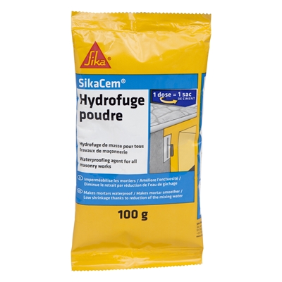 Hydrofuge p/ mortier Sikacem Hydrofuge Poudre sac 100gr (p/ 35kg de ciment)