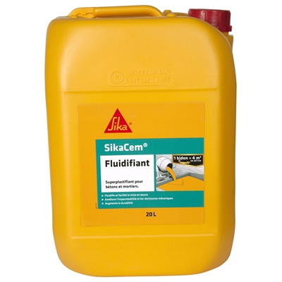 Superplastifiant & réducteur d'eau Sikacem Fluidifiant (Sikafluid) bidon 20L Brun