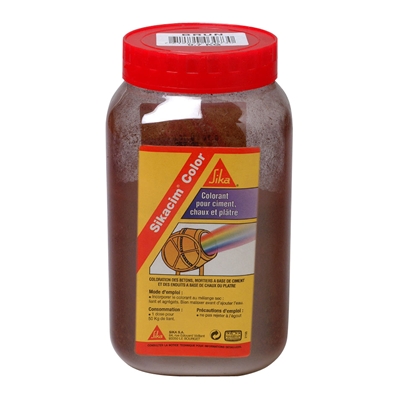 Colorant p/ ciment chaux plâtre Sikacem Color dose 700gr (p/ 35kg ciment) Brun