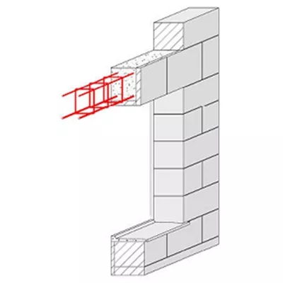 Chaînage acier linteau CL2 LT 15 x 15 (2HA6 + 2HA10) E= 12cm 6.00ml