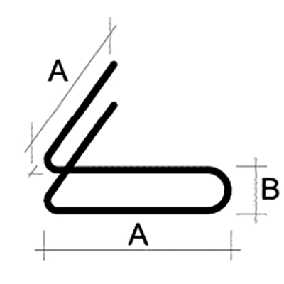 Armature acier équerre de liaison double p/ liaison chaînage EQC 10 x 60cm ht. 70mm 0.60ml