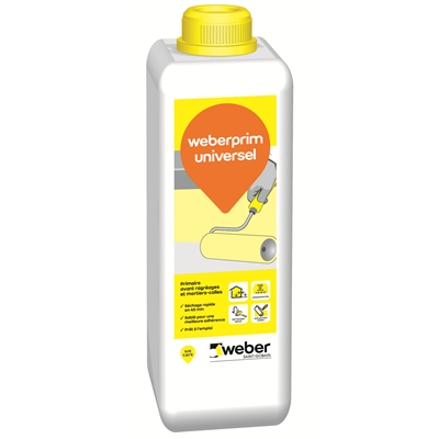 Primaire d'adhérence p/ sol & mur int. ext. Weber.prim Universel bidon 1kg Jaune