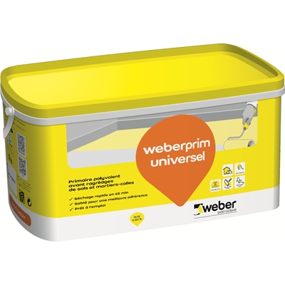 Primaire d'adhérence p/ sol & mur int. ext. Weber.prim Universel seau 5kg Jaune