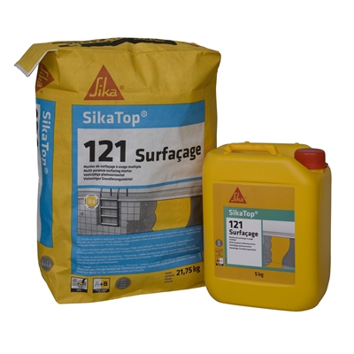 Mortier d'imper. & surfaçage p/ béton Sikatop 121 kit 26.75kg Gris