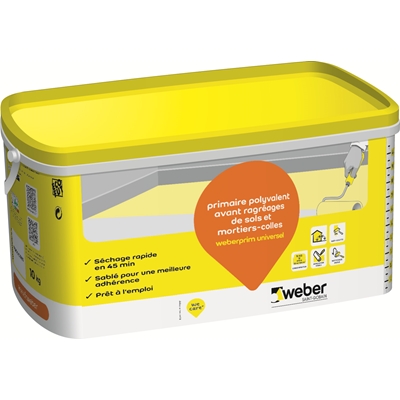 Primaire d'adhérence p/ sol & mur int. ext. Weber.prim Universel bidon 10kg Jaune