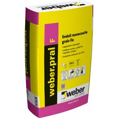 Enduit monocouche grain fin Weberpral F sac 25kg Blanc 000