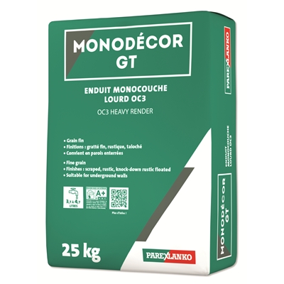Enduit monocouche lourd grain fin Monodécor GT sac 25kg Sable Jaune J40