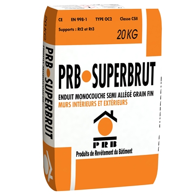 Enduit monocouche semi allégé grain fin Superbrut sac 20kg Blanc de la Côte