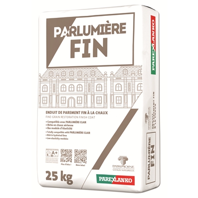 Enduit de parement restauration à la chaux Parlumière grain fin sac 25kg Blanc Cassé G20