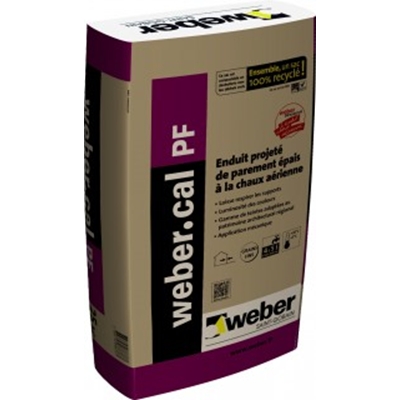 Enduit de parement épais à la chaux aérienne grain fin Weber Parement Projeté sac 25kg Terre Beige 212