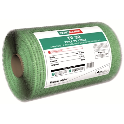 Toile de verre p/ enduit hydraulique TV10 maille 10 x 10mm rouleau 1.00 x 50ml