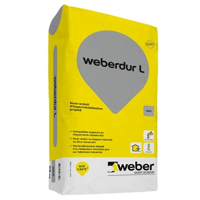 Sous enduit d'imperméabilisation p/ façade Weberdur L sac 25kg Gris
