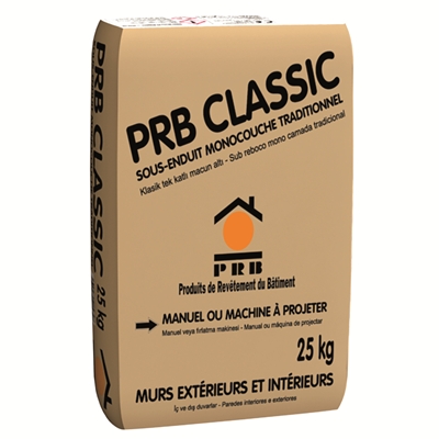 Sous enduit monocouche traditionnel lourd grain fin PRB Classic F sac 25kg Gris