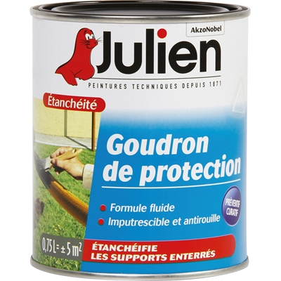 Goudron de protection anti humidité bois/ciment/métaux Julien bidon 0.75L