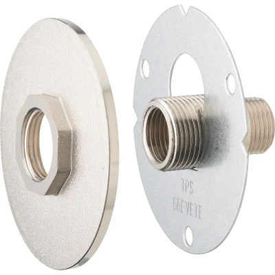 Platine confort p/ robinet exterieur rosace nickelée D. 92mm Aroz raccordement universel