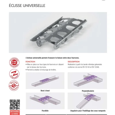 Eclisses universelles pliables métal lg. 100mm p/ fourrure boîte de 50