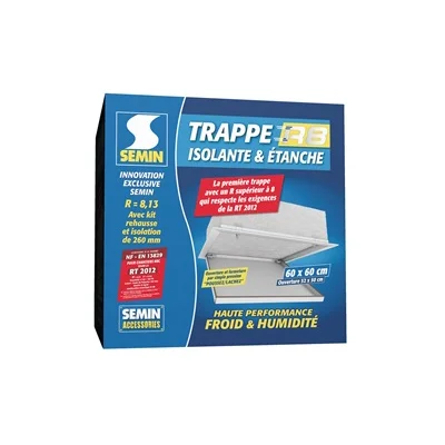 Trappe de plafond acier étanche à l'air + isolant 280mm 550 x 550mm R8 Blanc R = 8.24m² K/W