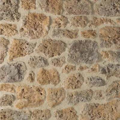 Parement de pierre reconstituée ép. 30mm Meulière PLM pqt 0.5m2 Ocre Brun