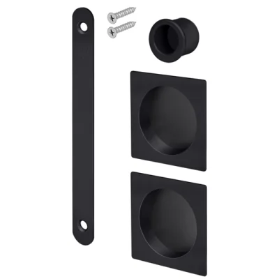 Kit garniture p/ porte simple Chiudiscrigno carré sans serrure Noir Ral 9005