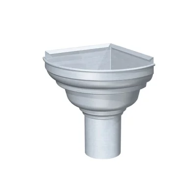 Cuvette zinc 1/2 ronde d'angle sortie D. 100mm Naturel