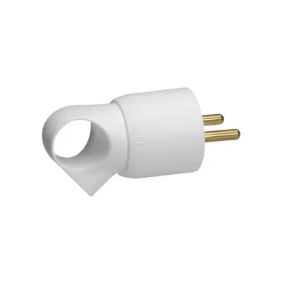 Fiche plastique mâle 2P+T 16A Annela avec anneau Blanc R.50103 LEGRAND