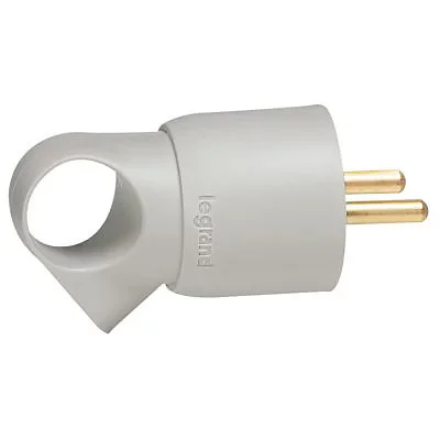 Fiche plastique mâle 2P+T 16A Annela avec anneau Gris R.50105 LEGRAND