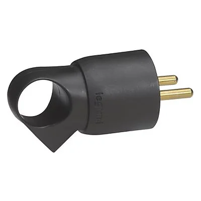 Fiche plastique mâle 2P+T 16A Annela avec anneau Noir R.50107 LEGRAND
