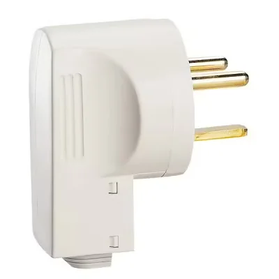 Fiche plastique mâle 2P+T 32A sortie latérale Blanc R.50163 LEGRAND