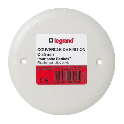 Couvercle de finition p/batibox D.85mm Blanc LEGRAND