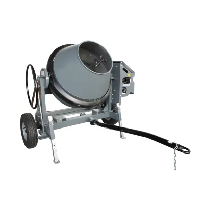 Bétonnière thermique tractable Pro 400 moteur Honda GX1600QX cuve 380L Grise