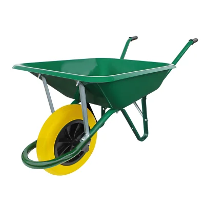 Brouette polyvalente 1360 roue souple increvable Jaune coffre 9/10éme 100L Vert