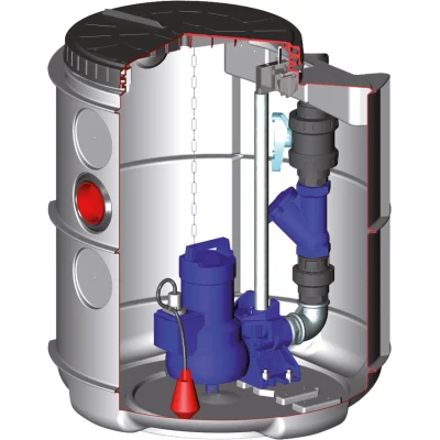 Poste de relevage polyéthylène Drain'up eaux chargées D. 80 x 93cm + pompe
