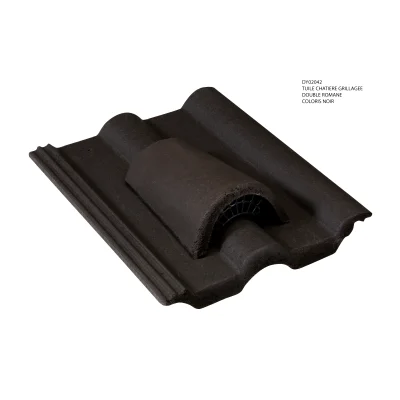 Tuile chatière de ventilation grillagée (18cm²) Double Romane DY042 Noir 02